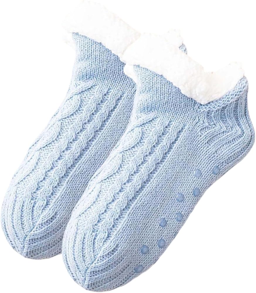 Slipper Socks for Women with Grips Non-slip and Stylish Floor Socks Thick Fleece Lined Slippers Indoor House Shoes