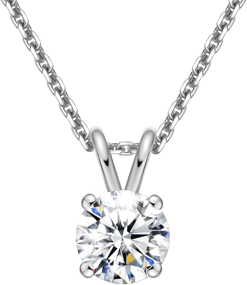 S925 Sterling Silver Pendant Necklace Women Gold Plated Dainty Simple Solitaire Diamond Cubic Zirconia CZ Choker Necklaces Jewelry
