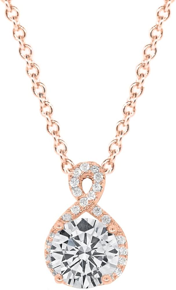 Cate & Chloe Alessandra 18k Gold Plated Pendant Necklace | Halo Infinity Silver Necklaces with Round Cut Cubic Zirconia, Fashion Necklaces for Women, Hypoallergenic Jewelry Necklaces for Girls