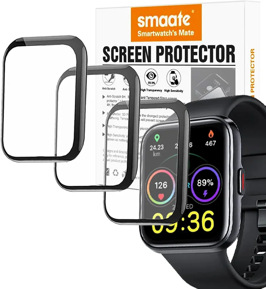 3D Screen Protector Compatible with ENOMIR ID208BT, SKG V7, and SKG V7 Pro 1.7” Smartwatch, 3-Pack, Full Coverage, Curved Edge, Anti-shatter