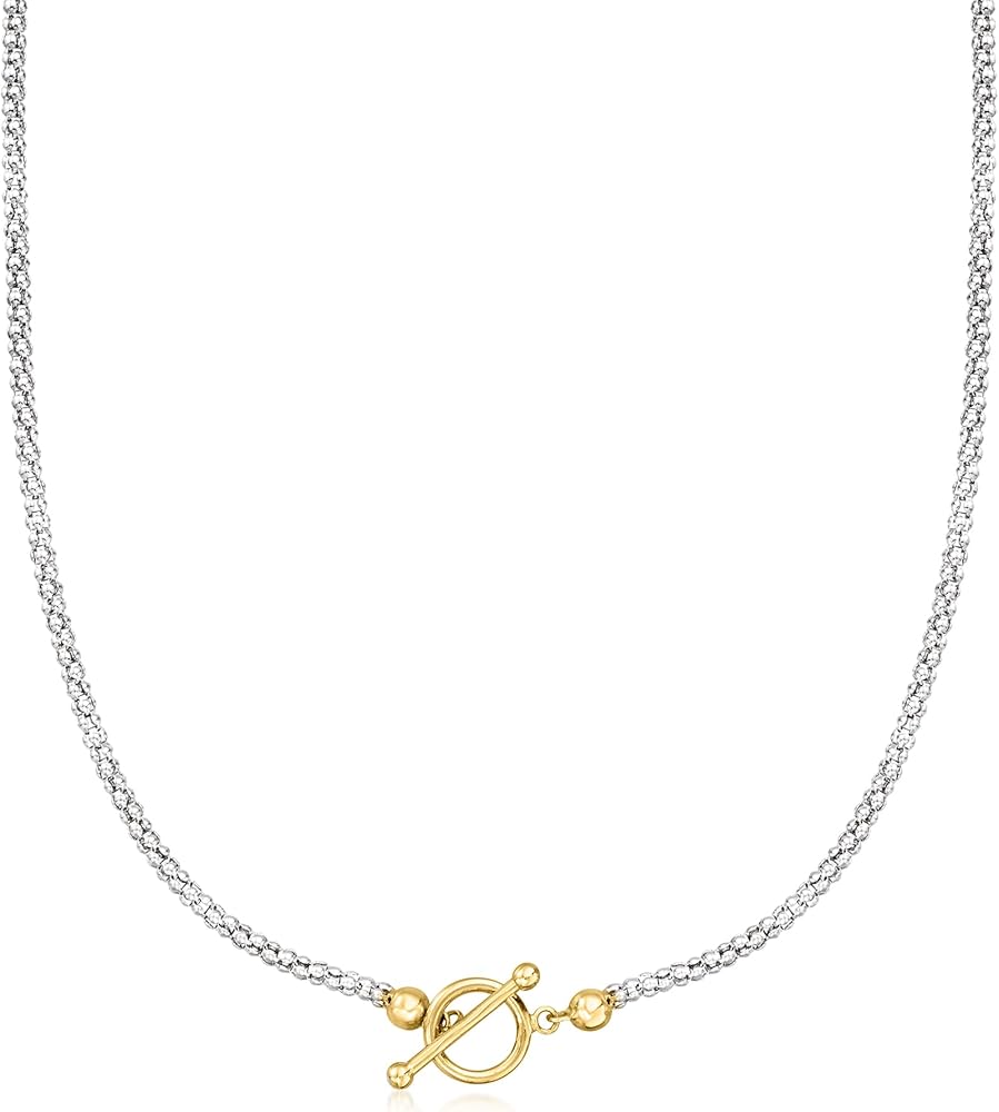 Ross-Simons Sterling Silver and 18kt Gold Over Sterling Toggle Necklace