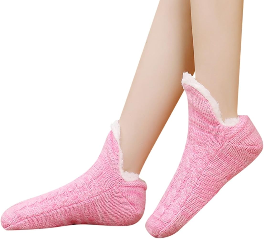 Womens Warm Fuzzy Slipper Socks with Grippers No Slip House Slippers Thicken Fleece Lined Cozy Funny Socks Gifts