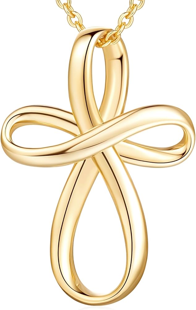 14K Gold Cross Necklaces for Women Cross Necklace Cross Chain Gold Cross Pendant Necklace Gold Cross Necklace for Women Twisted Cross Gold Necklace