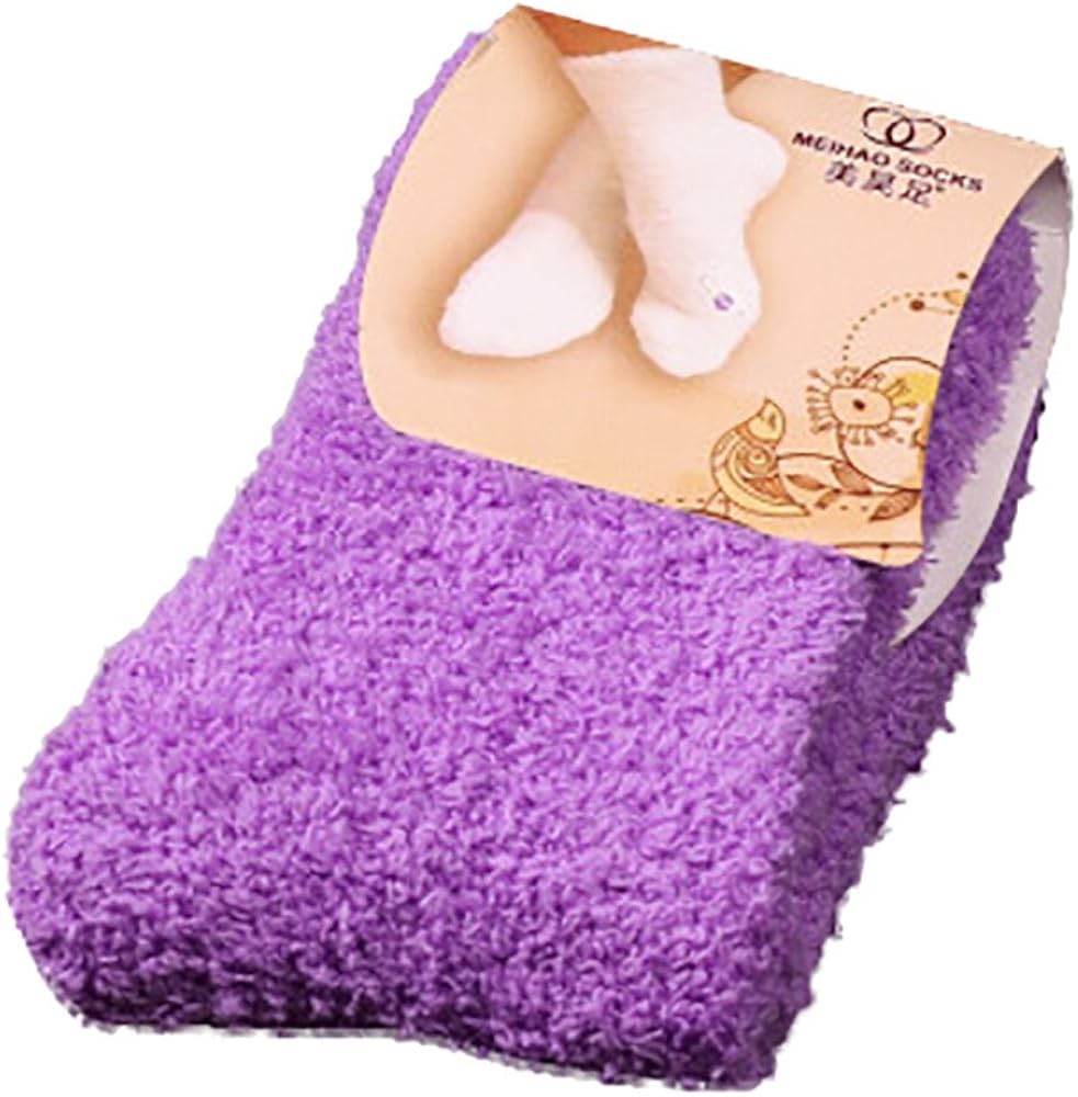 Women's Cute Fuzzy Socks Solid Soft Stretch Comfort Fluffy Warm Socks Home Sleep Fall Winter Thermal Slipper Socks