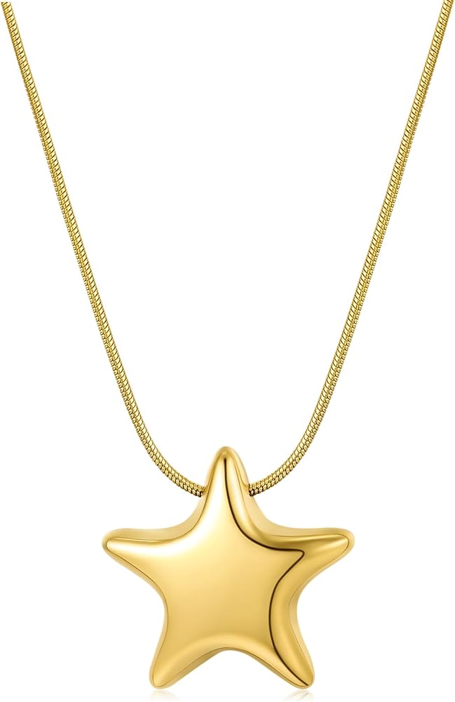 HANRESHE Star Choker Necklace for Women Stainless Steel Minimalist Gold Star Charm Pendant