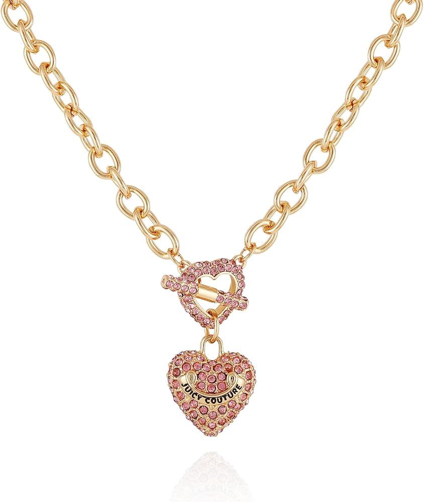 Juicy Couture Goldtone and Rose Heart Pendant Toggle Necklace For Women