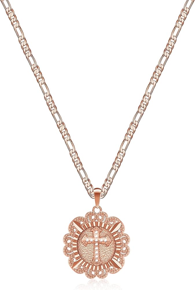 925 Sterling Silver Necklace,Gold Necklace for Women,14k Gold Plated Round Cross Heart Necklaces for Women Pendant Dainty Chain Jewelry Festival Gifts Box