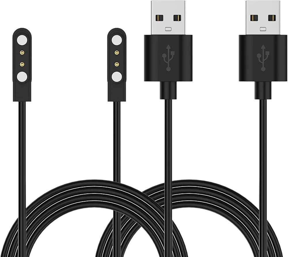 Compatible for IDW19/IDW13 Smartwatch Charger, 3.3FT USB Charging Cable for Woneligo W13, Amzhero IDW19/IDW13, ENOMIR IDW19/ID208BT, MILOUZ IDW19, SKG V7, Fitpolo IDW13/IDW15 Smartwatch (Black-2pcs)
