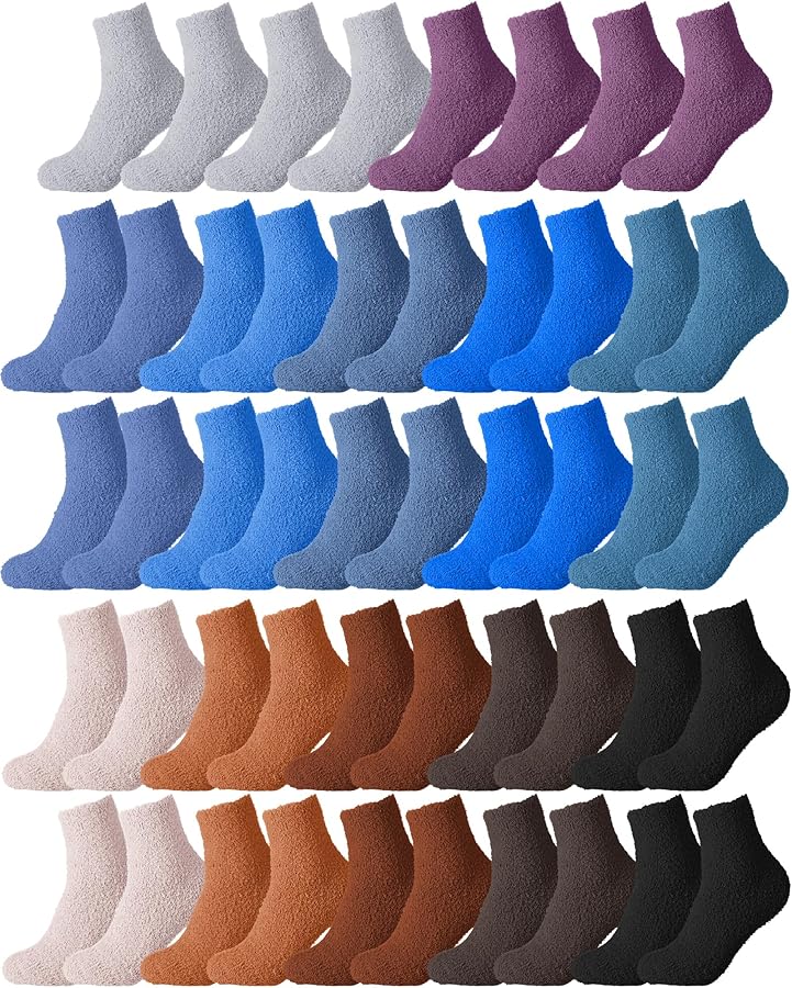 Liitrsh 24 Pairs Women Fuzzy Socks Bulk Cozy Fluffy Socks Winter Warm Slipper Soft Plush Crew Socks for Home Outdoor Gift