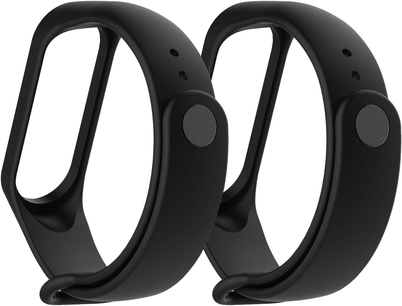 2-Pack Silicone Bands for Mi Band 4/ 3 Xiaomi Smartwatch Replacement Strap, Black
