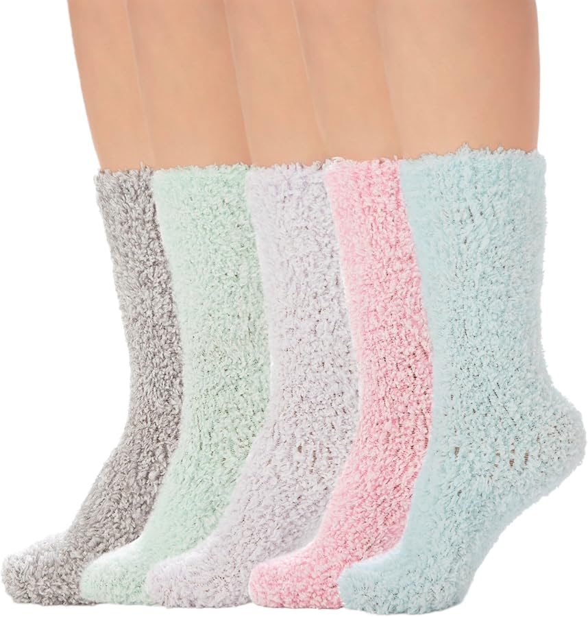 Womens Fuzzy Socks Cozy Fluffy Winter Warm Slipper Socks Microfiber Soft Home Sleeping Socks