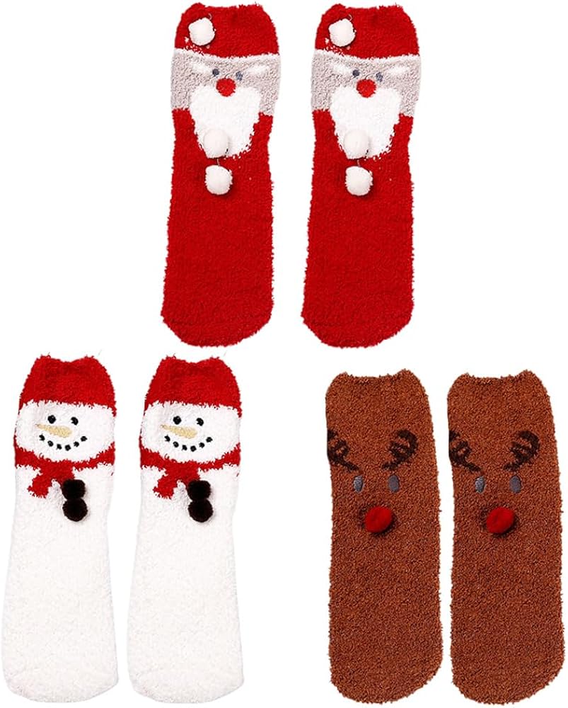 3 Pairs of Christmas Cozy Coral Fleece Thickening Socks for Women - Ultra-Soft Fuzzy Sleeping and Home Slipper Socks