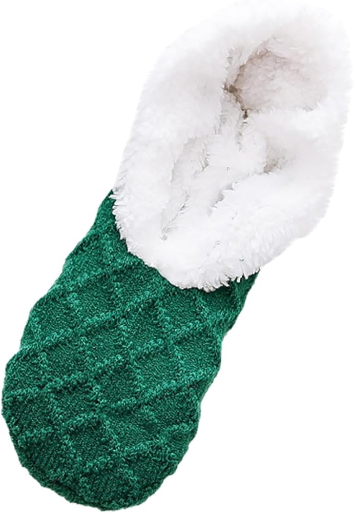 Womens Cotton Low Cut Socks Fleece Lining Knit Fuzzy Socks Fuzzy Winter Warm Soft Cozy House Sleeping Slipper Sock