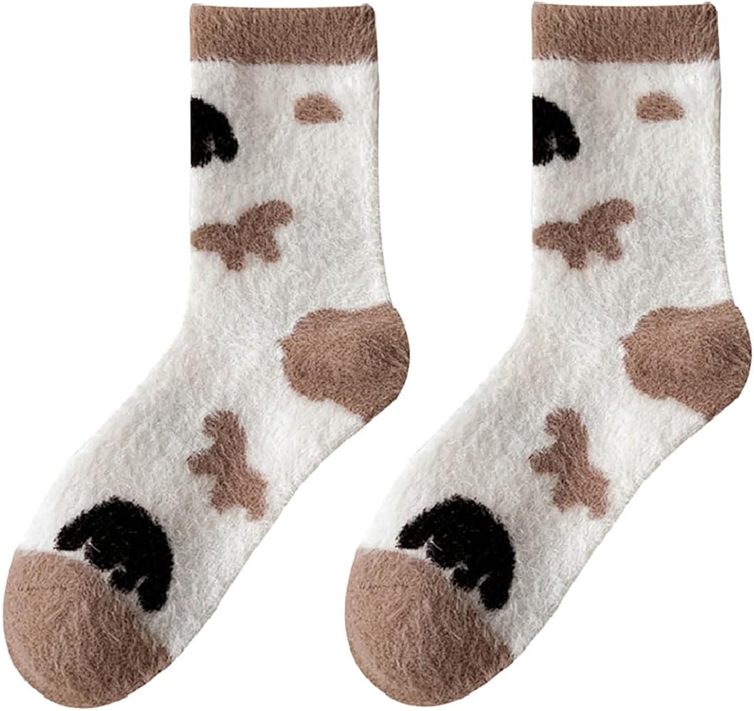 Autumn And Winter Imitation Mink Plush Socks Women Middle Tube Socks AAnimal Sleep Socks Soft Waxy Wool Stockings
