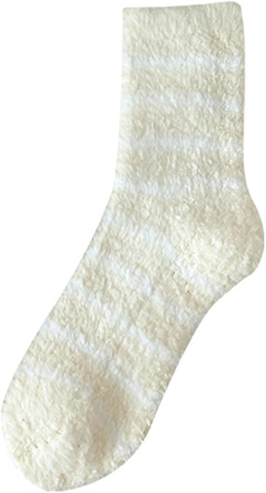 Wool Striped Socks for Women 2024 Winter Fuzzy Fluffy Warm Slipper Sock Casual Comfy Soft Skin House Sleeping Socks
