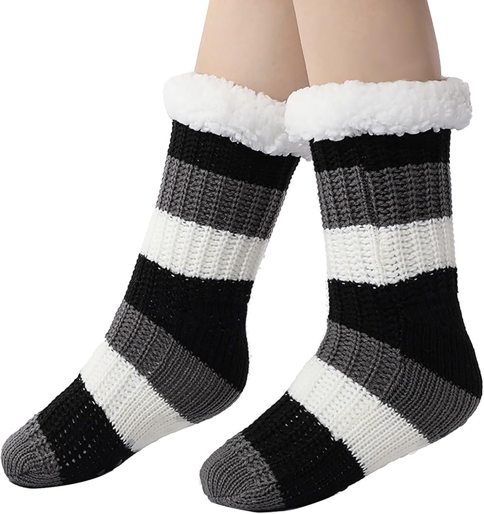 Slipper Fuzzy Socks for Women with Grips Fluffy Cozy Cabin Socks Fleece Lined Socks Winter Warm Comfy Thick Socks