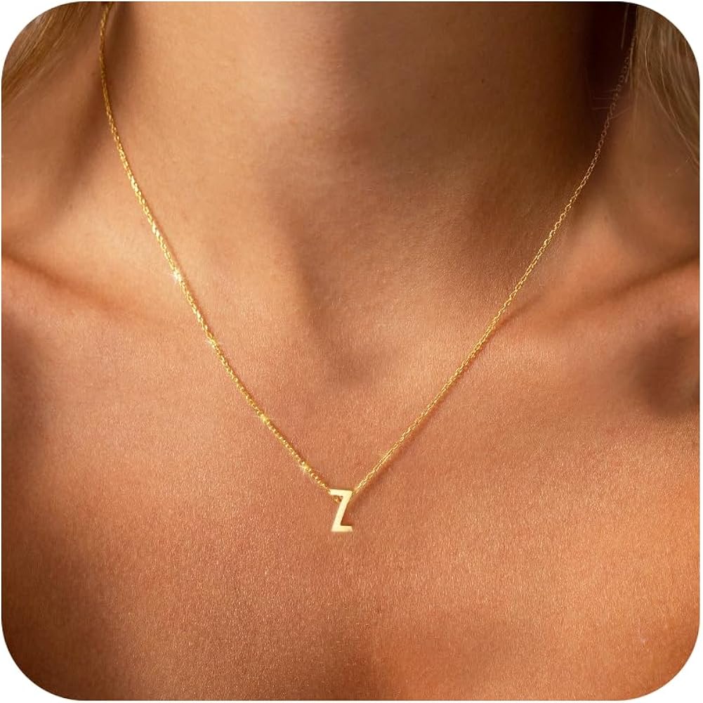 Valentines Day Gifts Initial Necklace for Women Girls Kids - Dainty 18K Gold Plated Initial Necklace Tiny A-Z Pendant Necklace Cute Initial Letter Necklace Gold Jewelry Necklace for Women