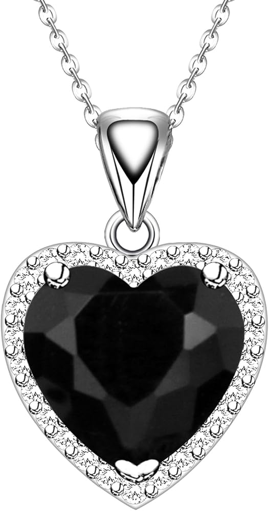 GZWHD Love Heart Pendant Necklaces for Women Girls Cubic Zirconia Birthstone Gift Valentine's Day/Mother's Day/Christmas/Anniversary/Birthday Gift for Mother/Wife/Friend/Daughter/Lover Wedding/Prom/Party Necklace Pendant
