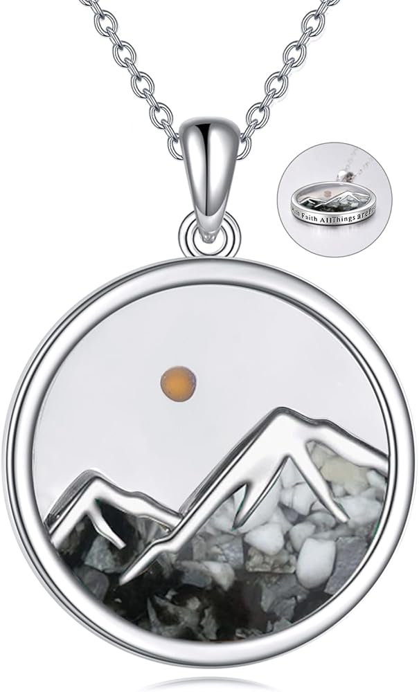 YFN Christian Faith Mountains Necklace Mustard Seed Necklace Mountain Jewelry 925 Sterling Silver Mountain Pendant Jewelry Gifts for Women Girls