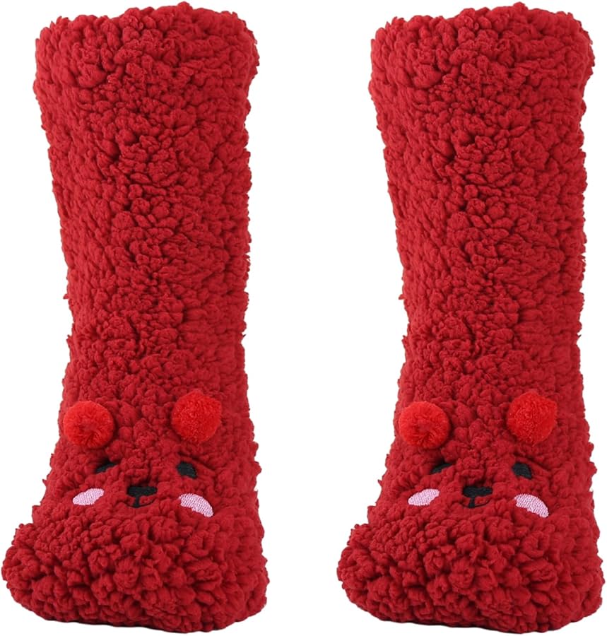 Sock,Winter Fuzzy Socks for Women Girls Cozy Soft Warm Socks Casual Home Sleep Socks Cartoon Slipper Socks Gifts
