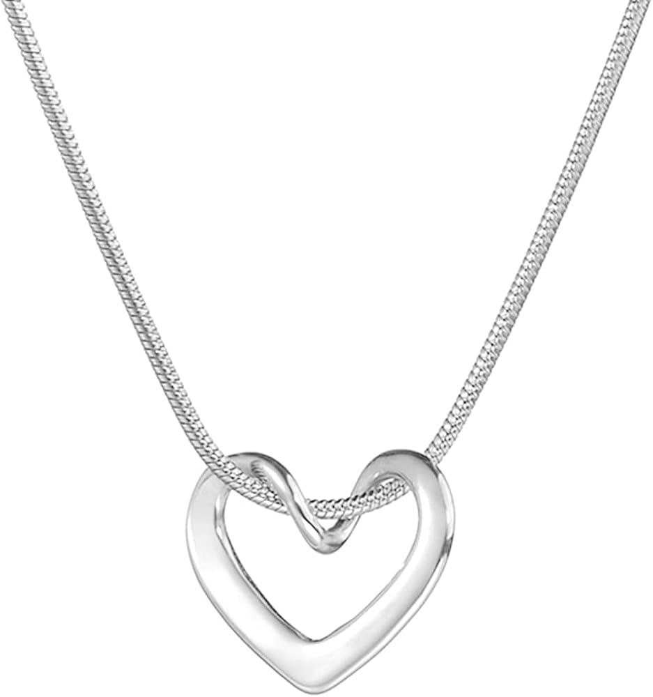 Jude Jewelers Stainless Steel Open Heart Charm Wedding Statement Birthday Holiday Pendant Necklace