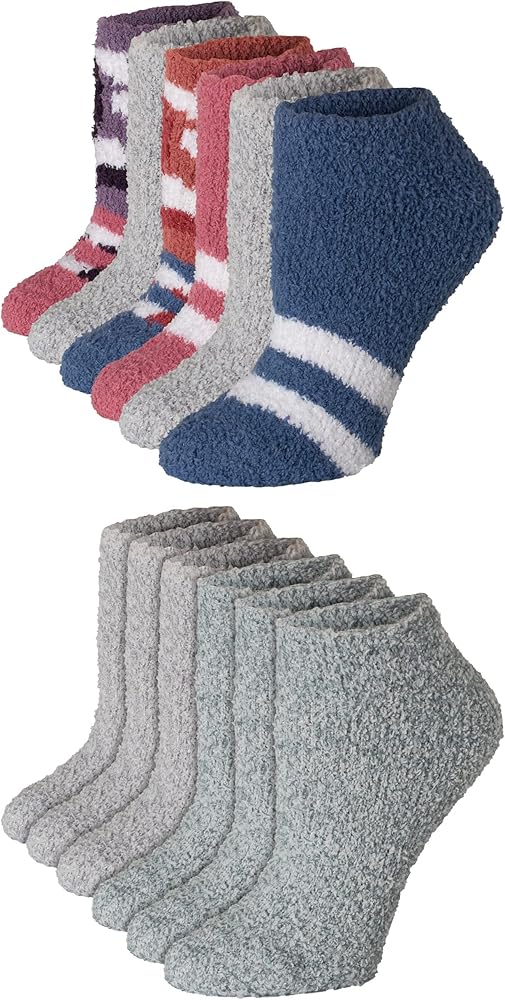 Hanes Women’s Cozy Fuzzy No Show and Crew Socks, 12-Pair Pack
