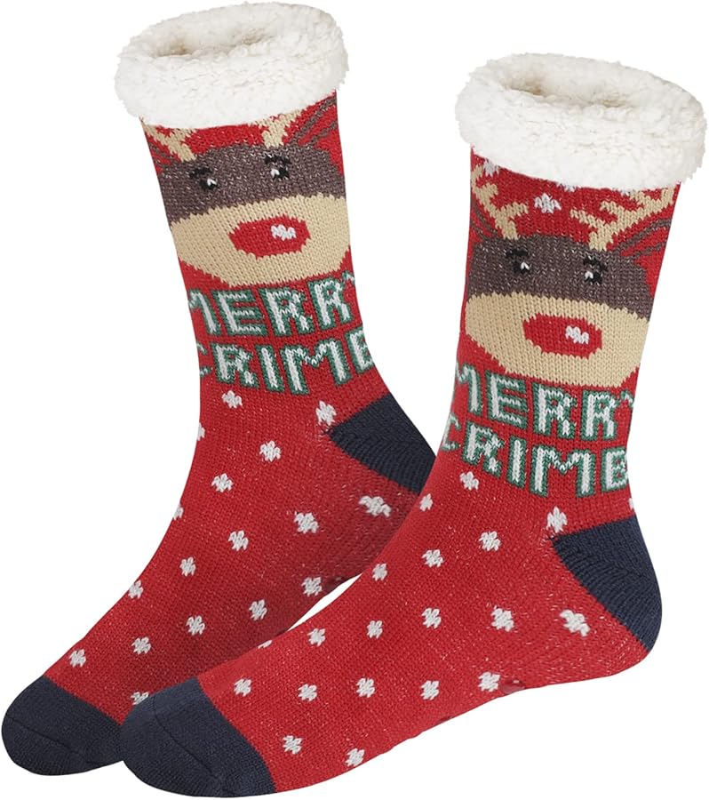 PURFUN Women Fuzzy Warm Slipper Socks Winter Thick Fleece Sleeping Socks Non Slip Indoor Floor Socks Cute Christmas Socks