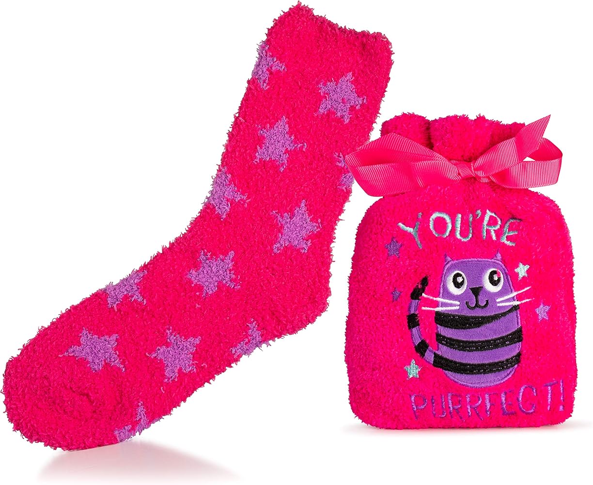 Silky Toes Soft Fuzzy Socks for Women, Warm Fluffy Christmas Gift Socks in Matching Pouch for Sleeping Slipper House Socks