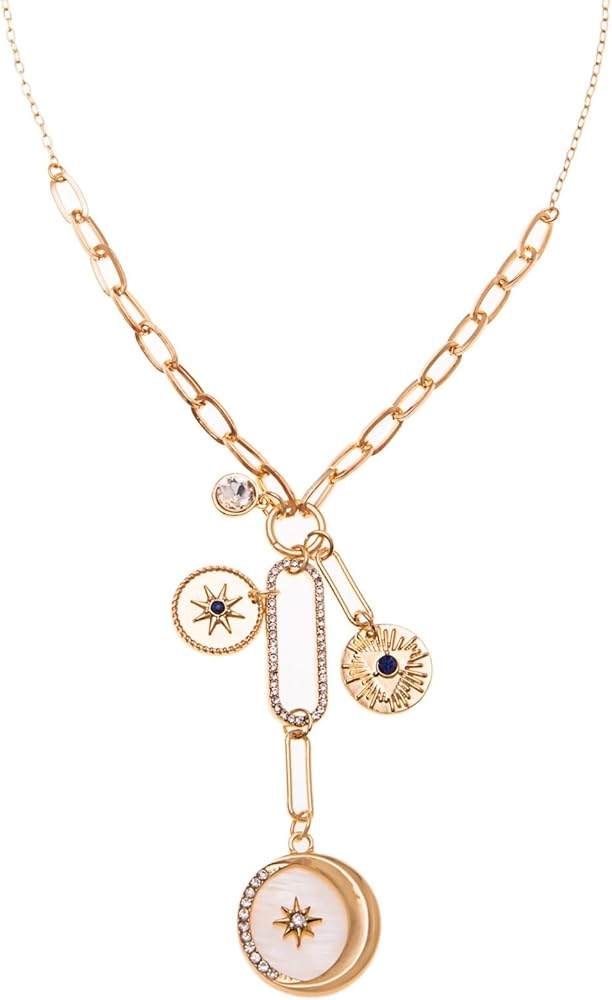 Charm Necklace Paperclip Necklace Gold Protection Necklace, Handmade Evil Eye Jewelry For Women, Hamsa Hand Nazar Eye Necklace Ojo Turco Pendant Luck Amulet, Third Eye Necklace Gold Necklae for Women