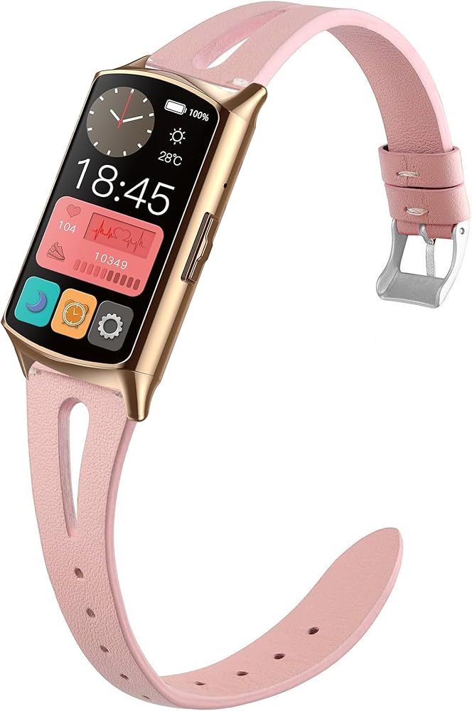 Compatible with EGQINR Smartwatch Bands,Lamshaw 18mm Slim Vintage Leather Strap Replacement Compatible for EGQINR H31/MKYOPT H31 Smartwatch Fitness Trackers-1.58"