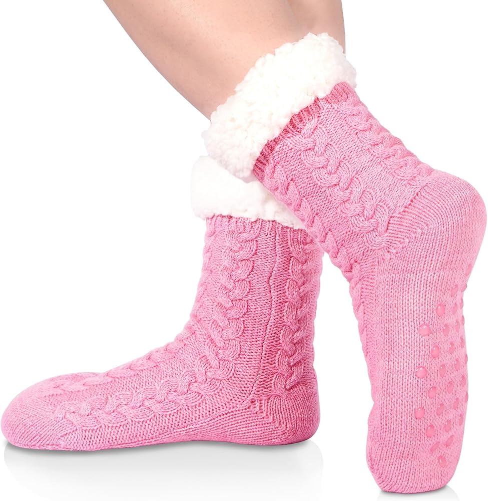 Moon Wood Slipper Socks Cozy Fuzzy Socks for Women Non Slip Cabin Socks Fluffy Warm Winter Socks Home Socks