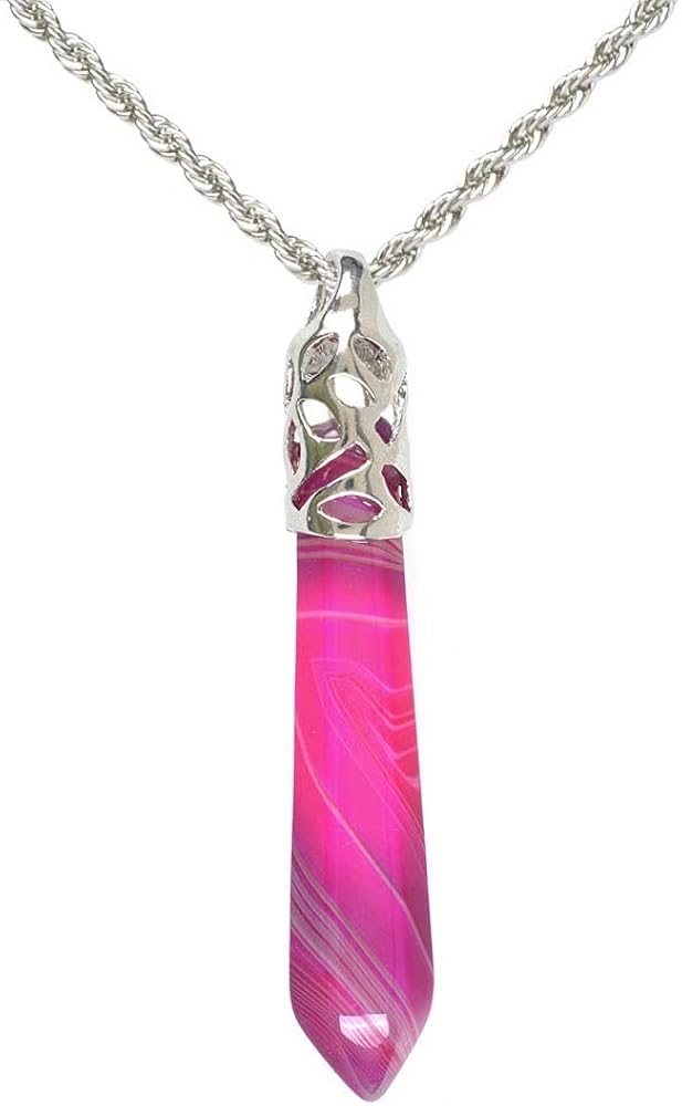 Justinstones Hexagonal Pointed Reiki Chakra Pendant Stainless Steel Chain Necklace 20 Inch Iron Gift Box