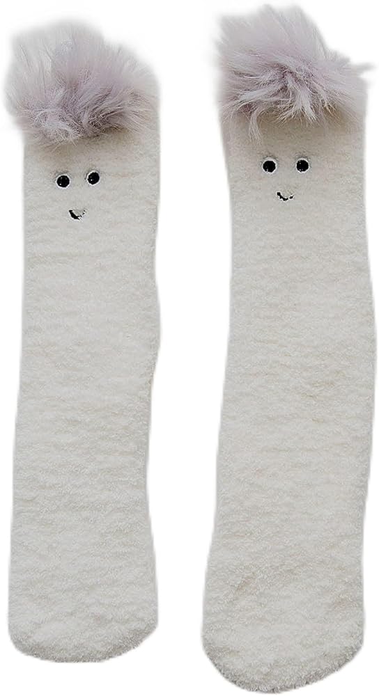Women Slipper Socks Fluffy Cozy Funny Novelty Crew Socks for Women Men Home Sleeping Gift Socks