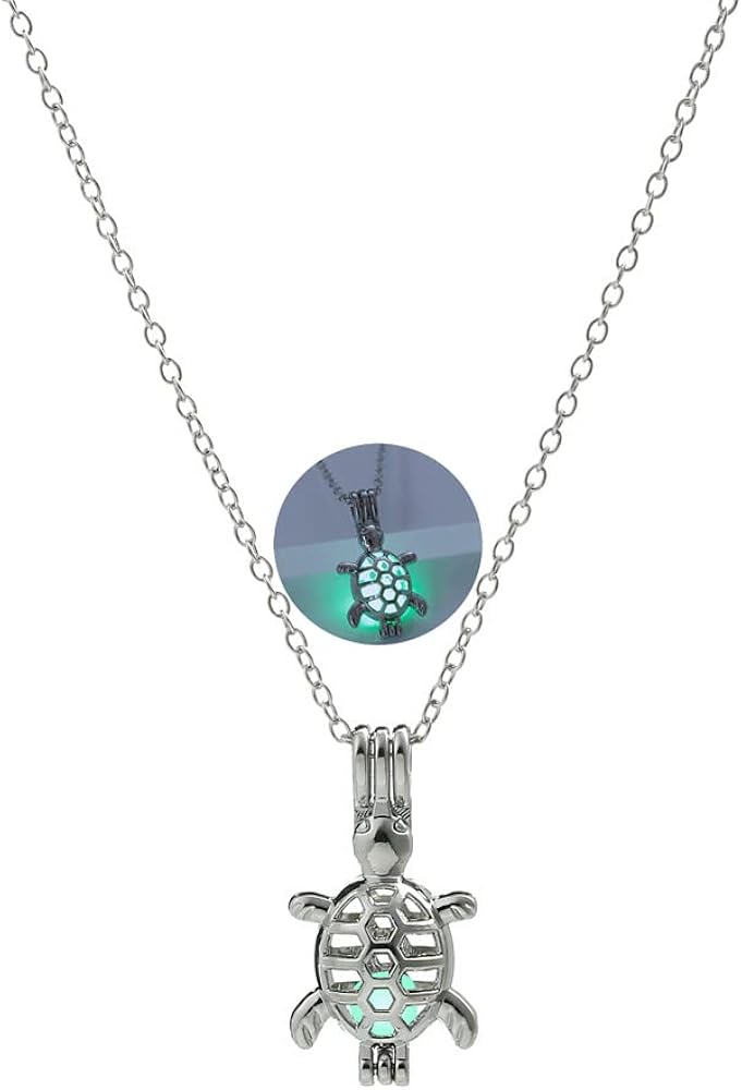 COLORFUL BLING Cute Animals Sea Turtle Luminous Pendant Necklace Glow In the Dark Fluorescence Tortoise Necklace Jewelry for Women