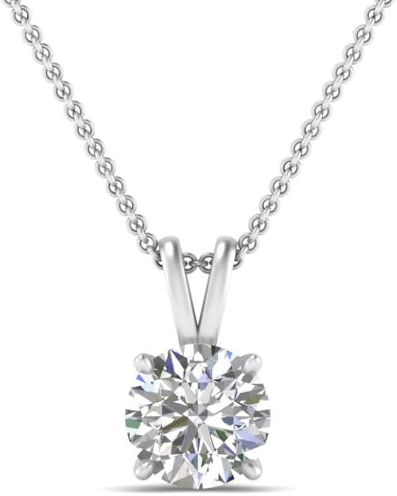 14K Gold 1/2-1 1/2 Carat LAB GROWN Diamond Solitaire Pendant IGI Certified 4 Prong Diamond Pendant Necklace For Women (E-F-G, VS1-VS2, 0.50-1.50 C.t.w)