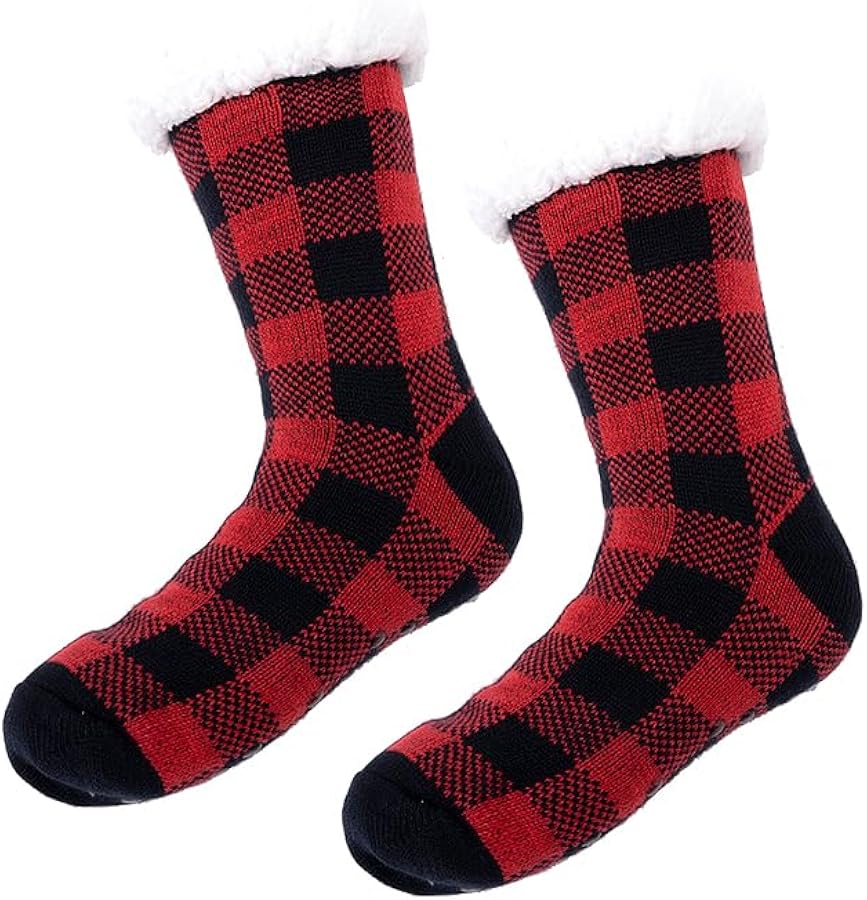 Slipper Socks, 2 Pairs - Non-slip Floor Socks for Men and Women, Padded and Thickened Warm Sleep Socks