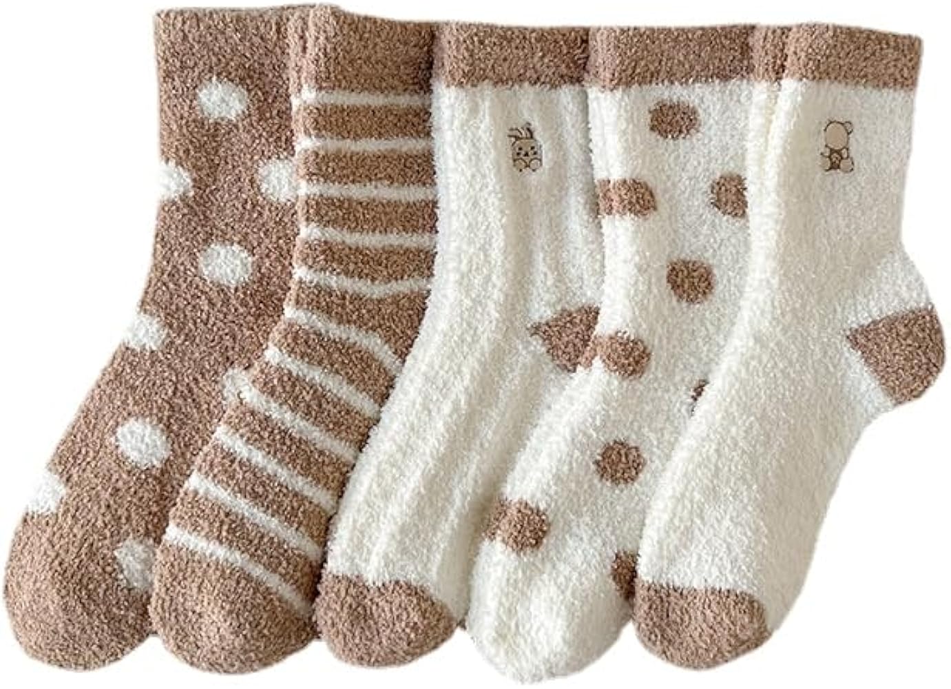GYORI Winter Fuzzy Socks Women Cozy Socks, Cute Casual Socks, Cozy Fluffy Socks, Warm Sleeping Thickened Plush Crew Socks for Home, Outside, 6 Pairs, Size 5-9