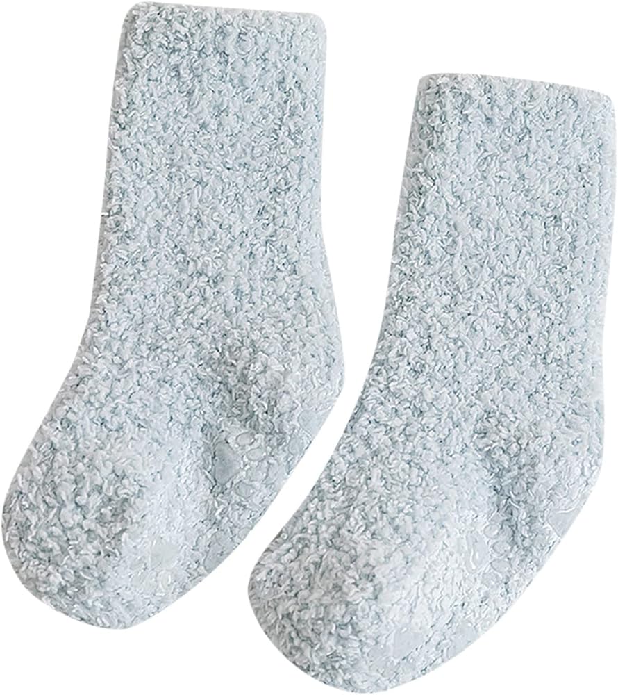 PTOLOCIF Womens Fuzzy Slipper Socks Soft Fluffy Cartoon Monster Socks Colorful Indoors Striped Fluffy Slipper Socks