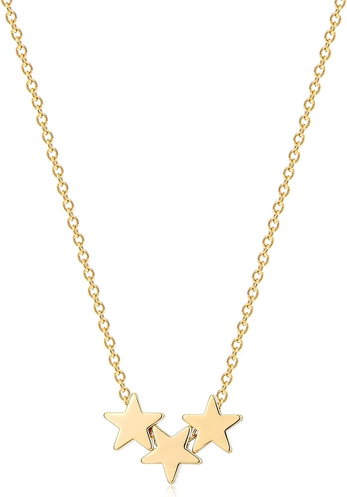 MEVECCO Lucky Star Pendant Necklaces,18k Gold Plated Three Stars Handmade Generations Necklace for Grandma 3 Circles Necklace Mom Granddaughter Mothers Day Jewelry Birthday Gift