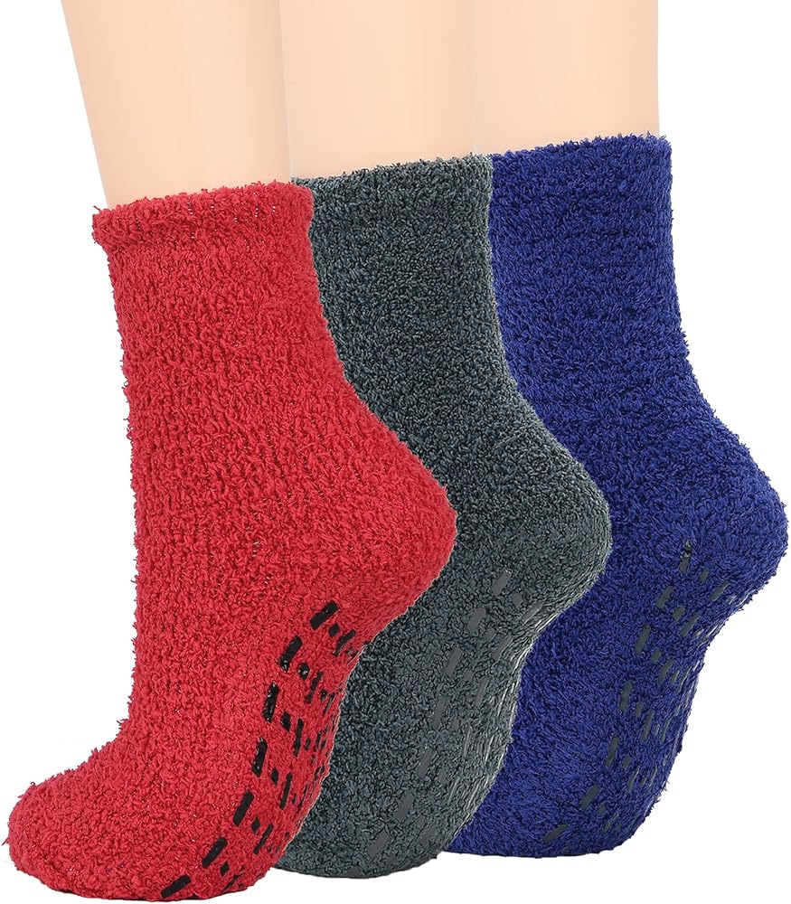 Zando Slipper Socks Women's Non Slip Socks With Grips Warm Hospital Socks Cozy Fuzzy Socks Fluffy Cozy Socks Sleep Socks