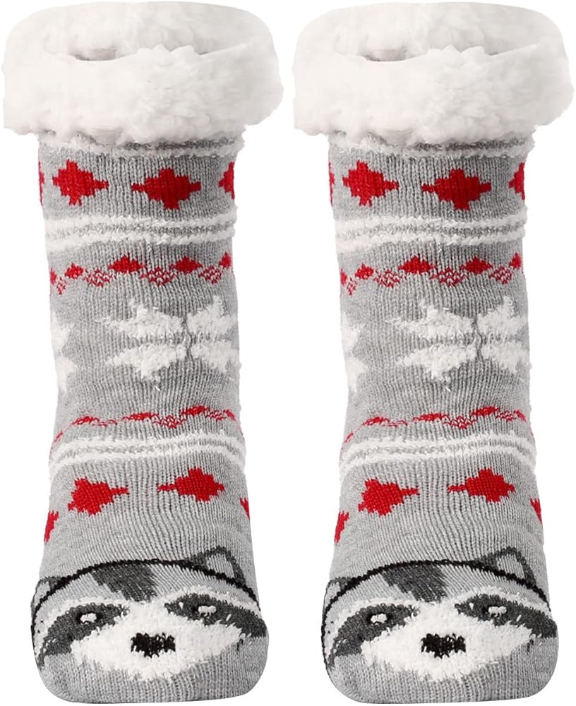 Dgoopd Fuzzy Socks for Women Christmas Fluffy Fuzzy Socks Soft Cozy Slipper Socks Cute Warm Winter Socks Plush Fleece Socks