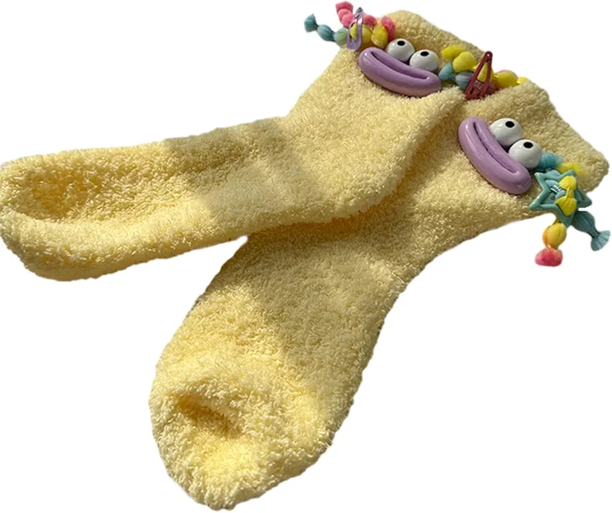 Winter Fuzzy Socks for Women Girls Cozy Soft Warm Socks Casual Home Sleep Socks Ugly Doll Slipper Socks Gifts