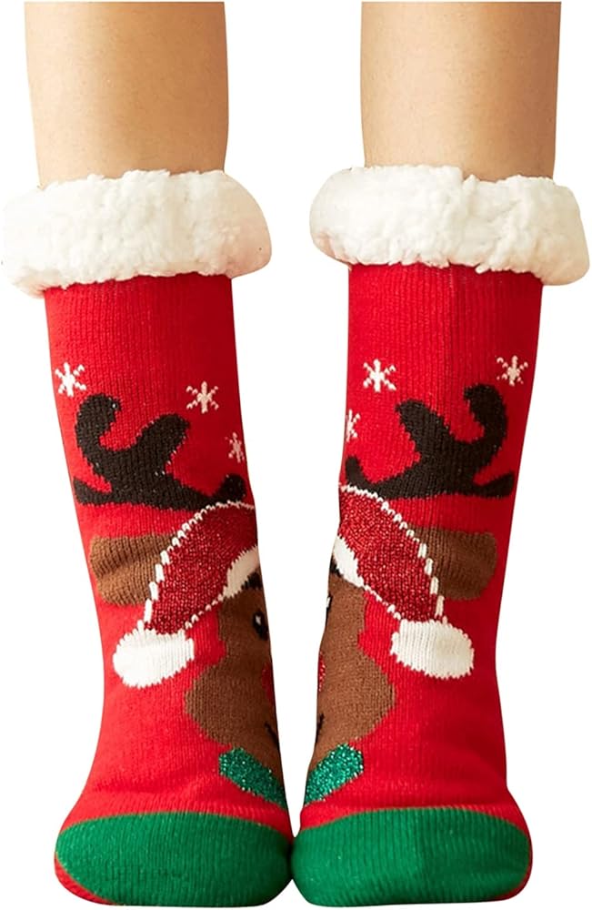 Women Winter Thick Slipper Socks Non Slip Warm Fuzzy Socks Christmas Gifts Winter Party 