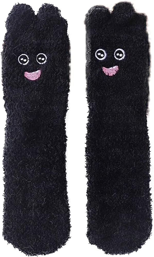 HELLORSO Fuzzy Fruit Socks Women Winter Fuzzy Socks Coral Fleece Socks Cute Sleeping Home Floor Socks My First Christmas