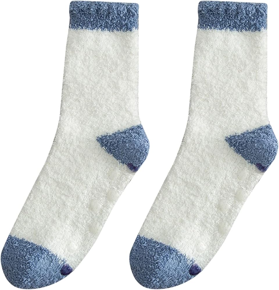 YOLAI Womens Fuzzy Sleep Socks Winter Home Tube Socks Coral Fleece Thickened Warm Non Slip Floor Socks