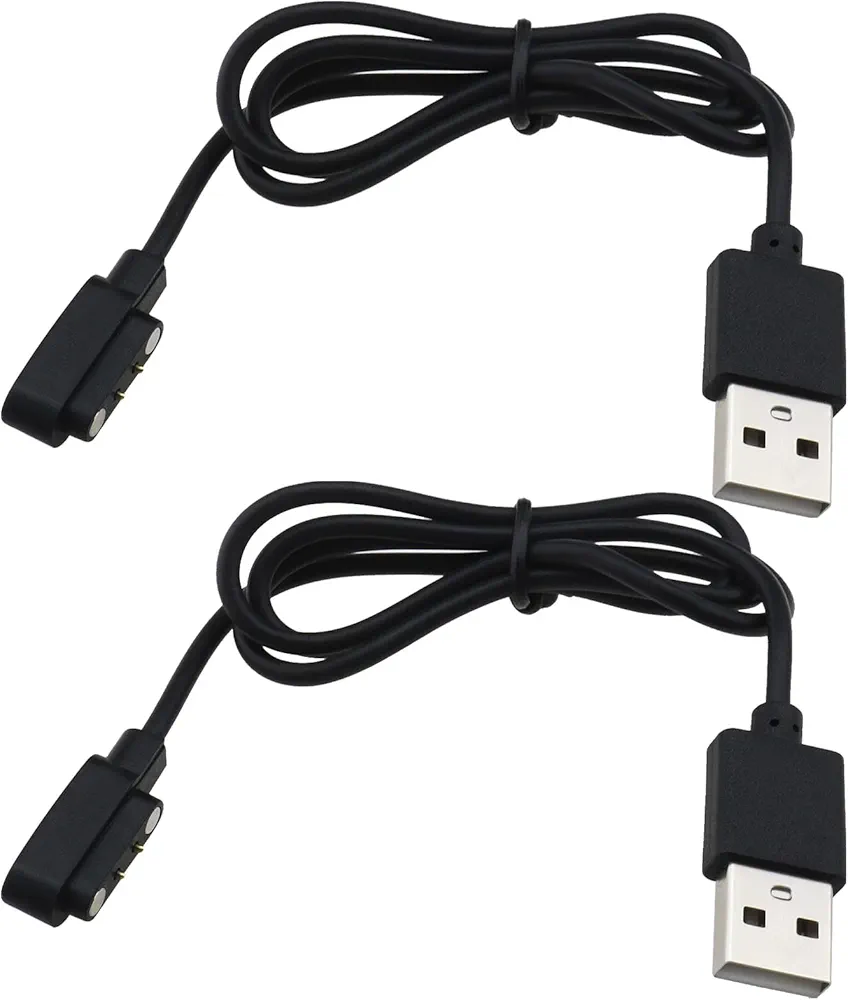 SING F LTD 2PCS Smartwatch Charger Cable Compatible with AGPTEK LW11 Replacement Portable Magnetic USB Charging Cable Cradle 60cm Black