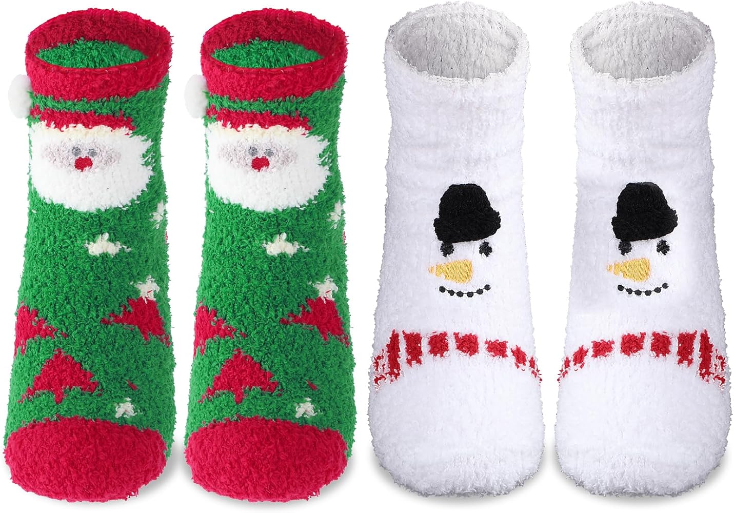 Amaxiu Christmas Fuzzy Socks,2 Pairs Coral Fleece Soft Winter Warm Slipper Sock for Women Girls Xmas Holiday Party Gifts