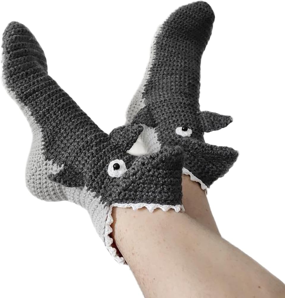 Faretumiya Funny Animal Knit Socks for Women Novelty Crocodile Eating Foot Socks Floor Socks Winter Home Warm Socks