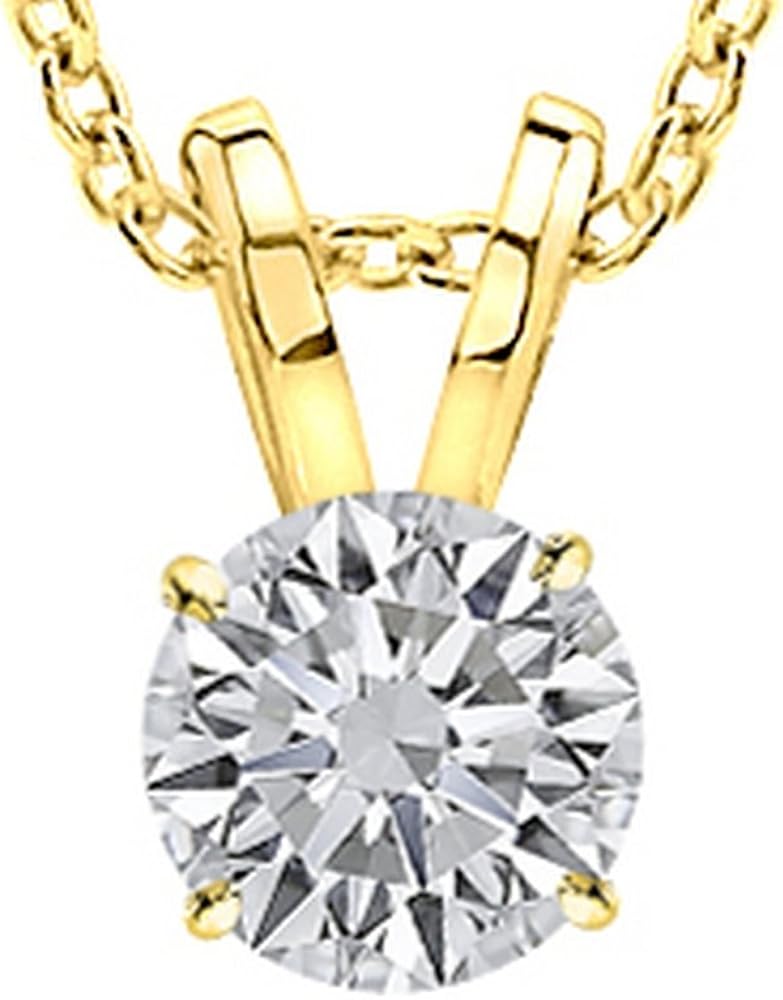 1/2-3.00 CT Diamond, 14k White Gold 4 Prong Set Round-cut Lab Grown Diamond Solitaire Stud Pendant Necklace (J, VS-SI) Jewelry for Women