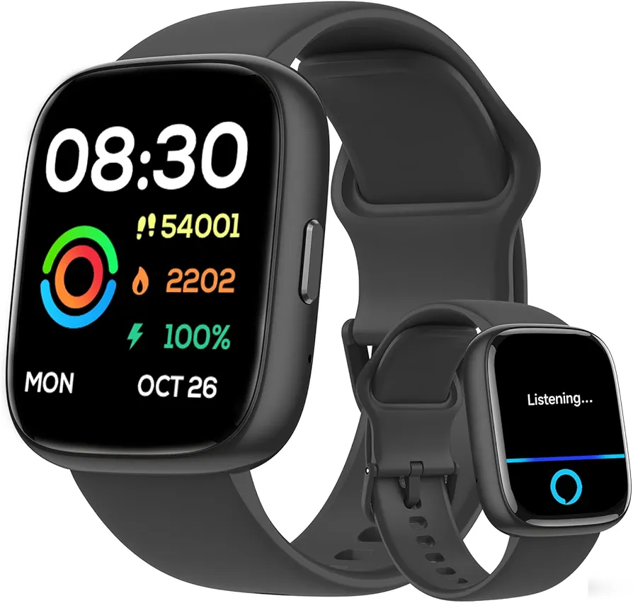 Smart Watch for Men Women Alexa Built-in 1.83" Fitness Tracker Smart Watch for iPhone Android Compatible, IP68 Waterproof 100+ Sport Modes, Pedometer, Heart Rate/SpO2/Stress/Sleep Monitor
